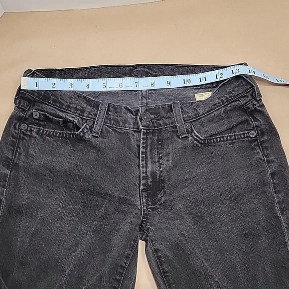 7 For All Mankind, Size 27 Washed Black Flared Jeans w/Sparkle Lightning Bolts - Picture 3 of 15
